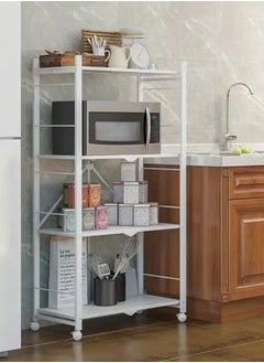 ماركة غير محددة حامل تخزين للمطبخ أبيض 4 رف بعجلات لون ابيض  - Image 2