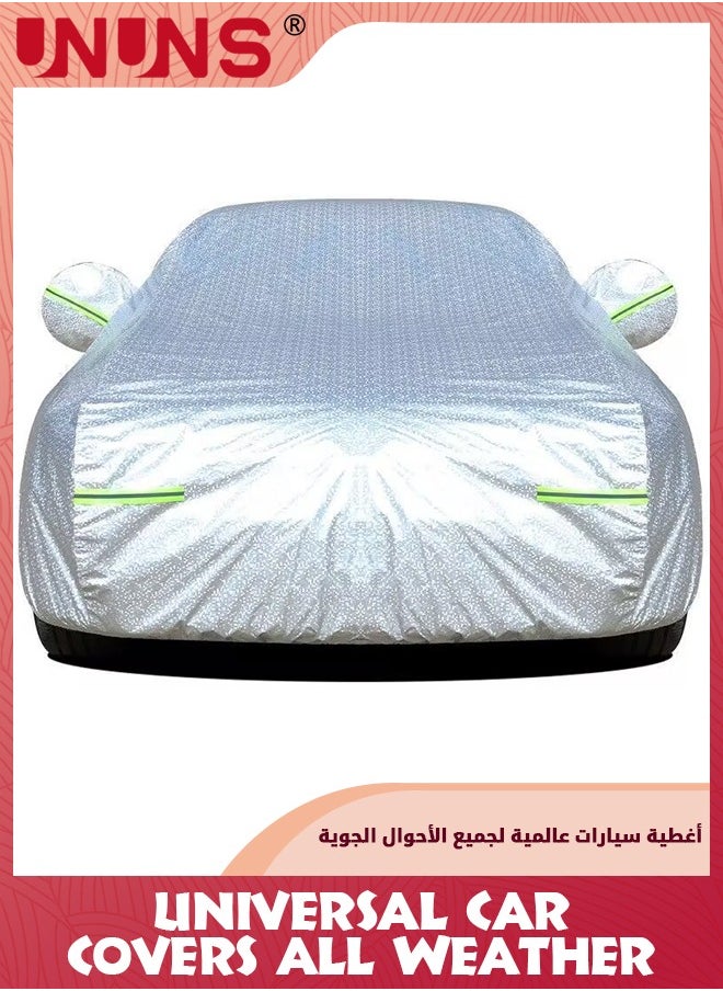 UNUNS Car Covers,Universal Car Covers All Weather,Full Exterior Covers For Automobile,Sun Rain Wind Protection Vehicle Cover With Reflective Strip,Waterproof Dustproof Full Car Cover,L-470x190x185CM  - Image 1