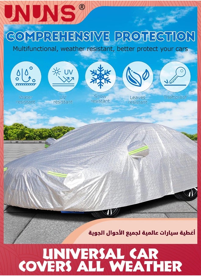 UNUNS Car Covers,Universal Car Covers All Weather,Full Exterior Covers For Automobile,Sun Rain Wind Protection Vehicle Cover With Reflective Strip,Waterproof Dustproof Full Car Cover,L-470x190x185CM  - Image 5
