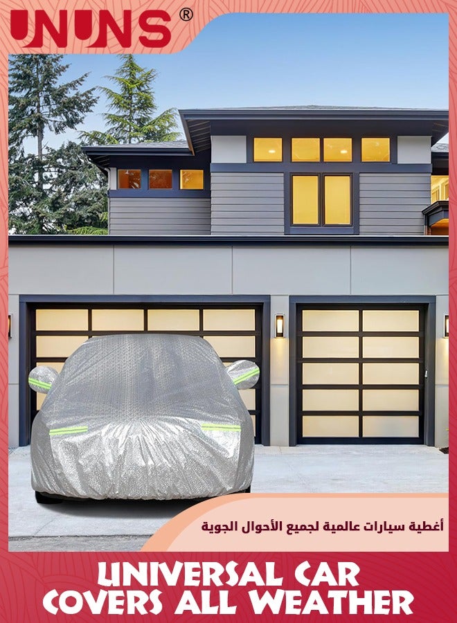 Car Covers,Universal Car Covers All Weather,Full Exterior Covers For Automobile,Sun Rain Wind Protection Vehicle Cover With Reflective Strip,Waterproof Dustproof Full Car Cover,L-470x190x185CM