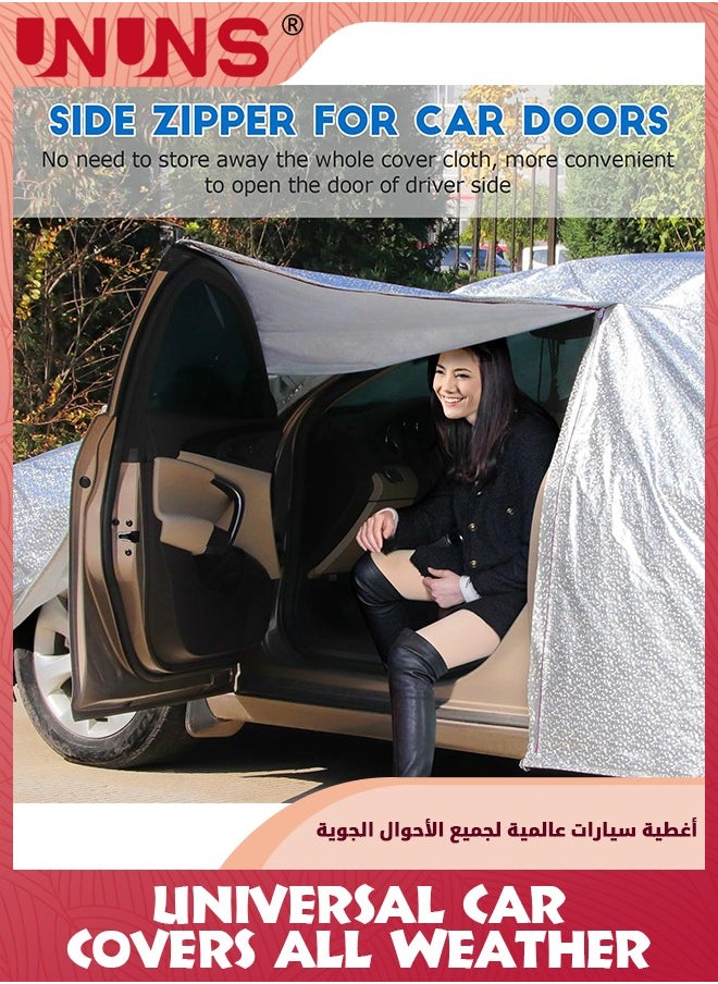 UNUNS Car Covers,Universal Car Covers All Weather,Full Exterior Covers For Automobile,Sun Rain Wind Protection Vehicle Cover With Reflective Strip,Waterproof Dustproof Full Car Cover,L-470x190x185CM  - Image 4