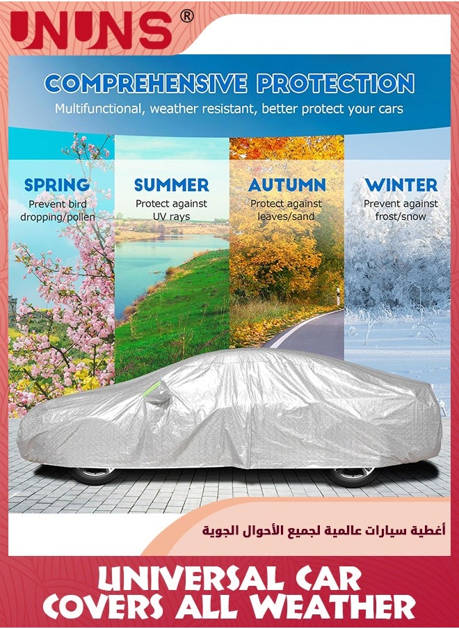 UNUNS Car Covers,Universal Car Covers All Weather,Full Exterior Covers For Automobile,Sun Rain Wind Protection Vehicle Cover With Reflective Strip,Waterproof Dustproof Full Car Cover,L-470x190x185CM  - Image 3