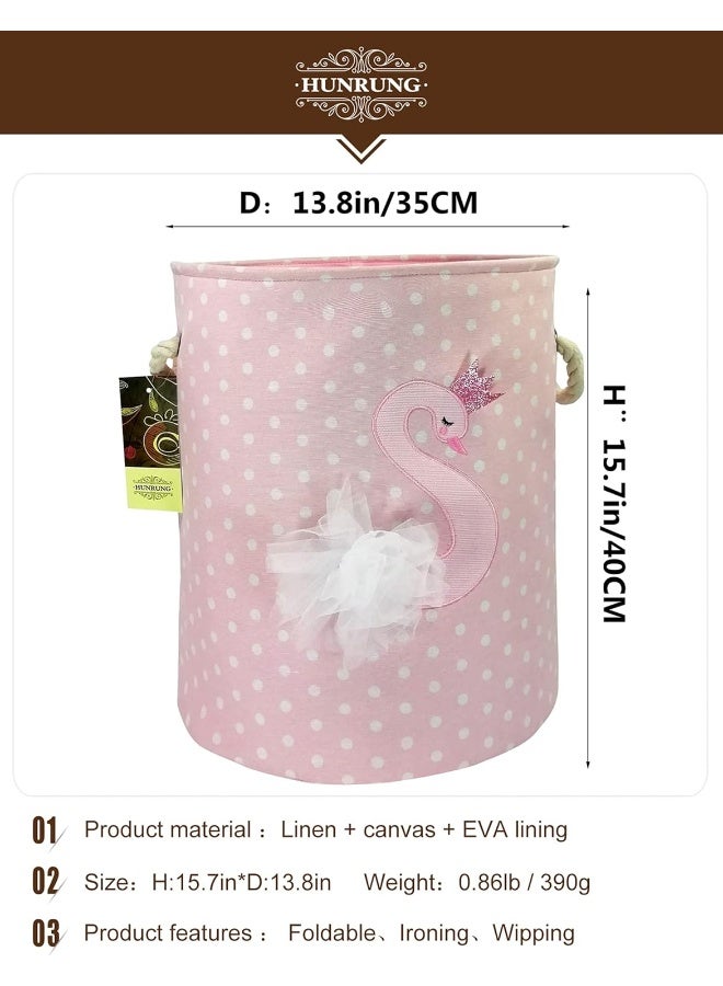 HUNRUNG Large Laundry Hamper,Cartoon Organizer Bin for Children Nursery,Toys,Laundry,Children Clothing,Gift Baskets (Swan) - Image 2
