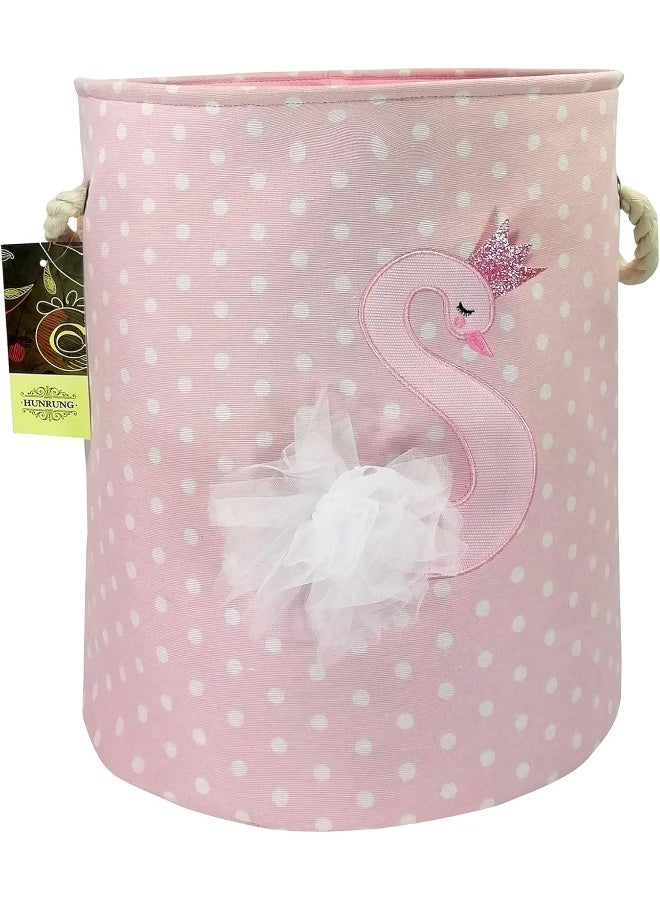 HUNRUNG Large Laundry Hamper,Cartoon Organizer Bin for Children Nursery,Toys,Laundry,Children Clothing,Gift Baskets (Swan) - Image 1