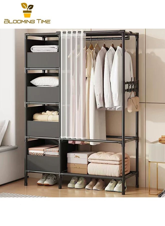 بلومنغ تايم خزانة المنزلية غرفة نوم تأجير غرفة بسيطة القماش خزانة قوية ودائمة الغبار تخزين خزانة تخزين التشطيب الرف - Image 1