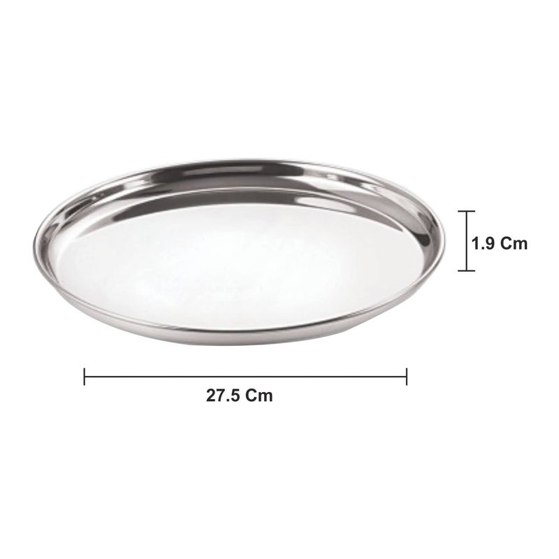 Neelam Neelam Stainless Steel 12 22G Buffet Plate, 28 cm, Silver, Set of 4 - Durable, Elegant Round Plates for Serving in Buffets, Parties, Special Occasions, Long-Lasting, Easy to Clean & Maintain. - Image 5