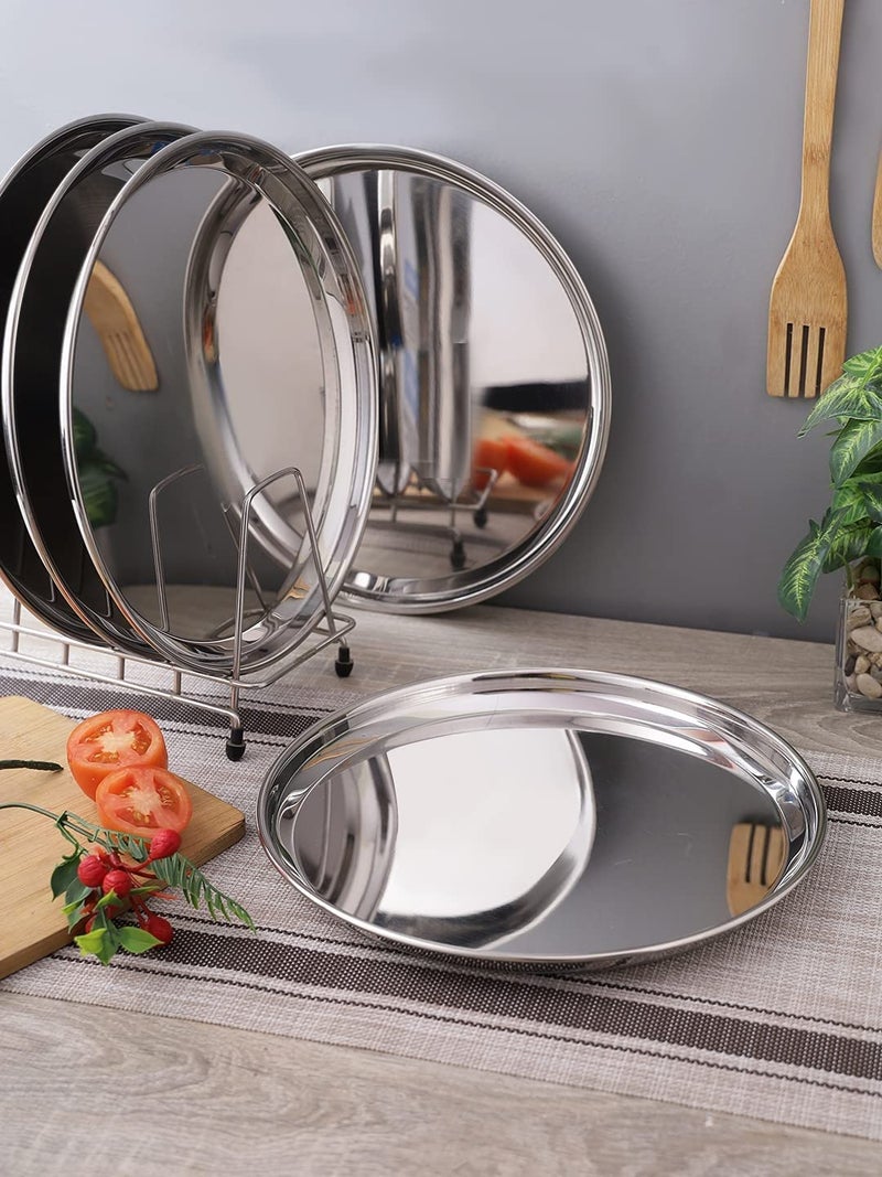 Neelam Neelam Stainless Steel 12 22G Buffet Plate, 28 cm, Silver, Set of 4 - Durable, Elegant Round Plates for Serving in Buffets, Parties, Special Occasions, Long-Lasting, Easy to Clean & Maintain. - Image 1