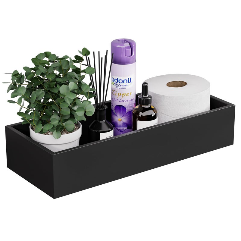 ZHWS Toilet Paper Basket, Bathroom Basket for Counter Toiletires Decor Towel TP, Back of Toilet Organizer Storage, Guest Toilet Tank Tray, Vanity Tray for Perfume Makeup Kitchen 15"x6"x3" Black - Image 1