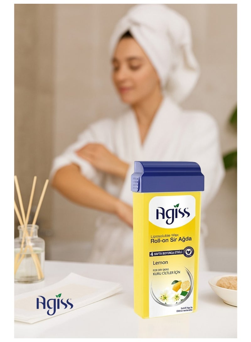 Agiss Liposoluble Roll-on Wax - Lemon Extract (100ml) | Professional Sir Ağda for Dry Skin | 4-Week Smoothness, Sugar-Free & Natural Resin | For Arms, Legs & Full Body - Image 2