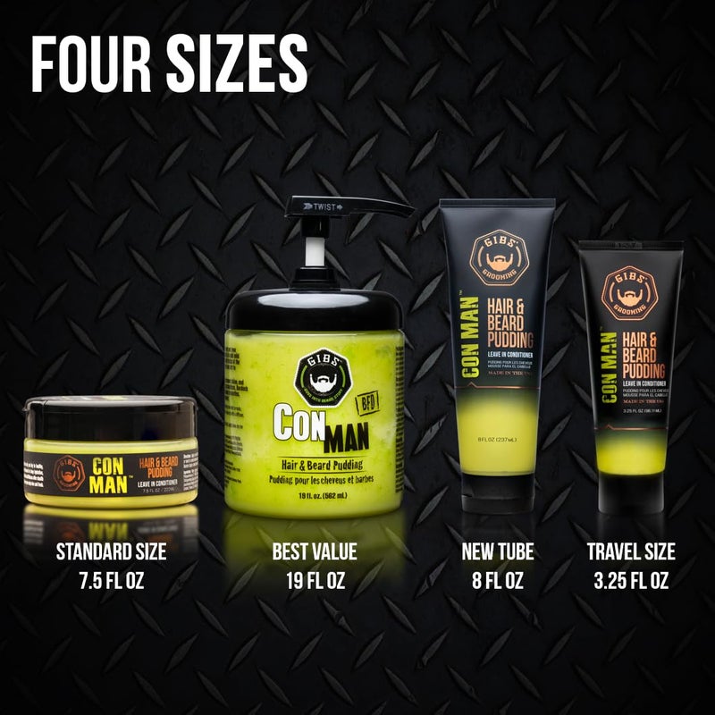 GIBS Con Man Hair & Beard Pudding - Leave In Conditioner - Curl Definer - Moisturizer - 8 oz Squeeze Tube - Image 5