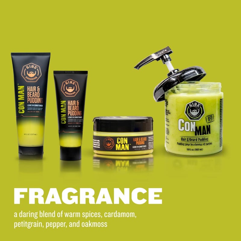 GIBS Con Man Hair & Beard Pudding - Leave In Conditioner - Curl Definer - Moisturizer - 8 oz Squeeze Tube - Image 3