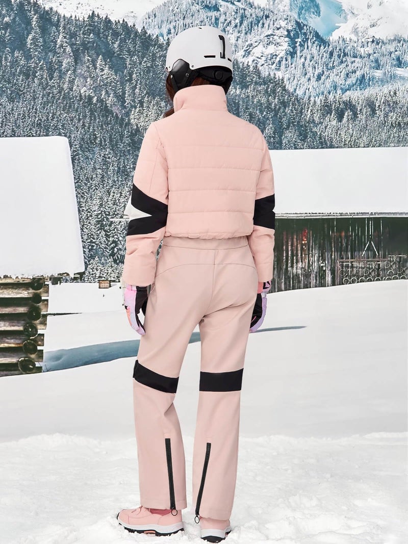 Yousify Womens Onesie Ski Suit Winter Outdoor Sports Warm Waterproof Snowsuit Color Block Jumpsuits Snow Jackets - Image 5