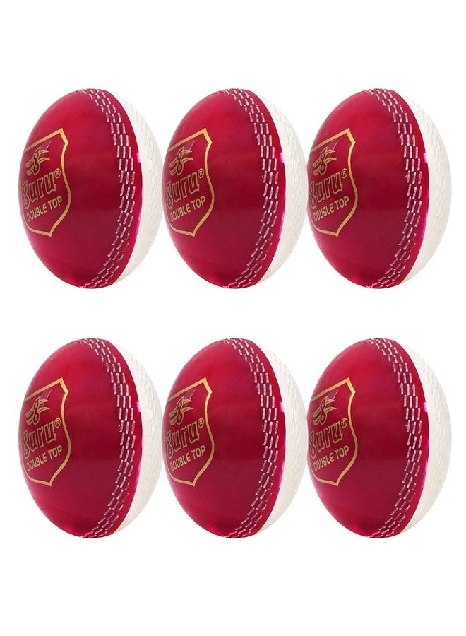 guru Synthetic Double Top Cricket Practice Ball, Double Color Cricket Balls for Training for Men, Women, Boys & Girls (Pack of 6) - Image 2