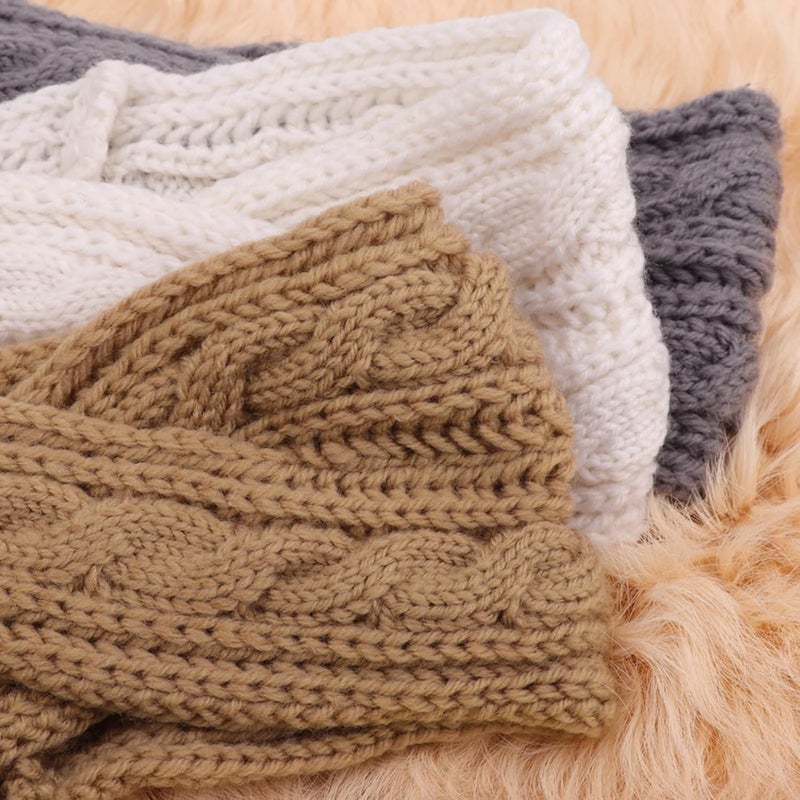 DRESHOW Winter Knit Chunky Headbands for Women Crochet Turban Knitted Ear Warmer Head Wrap Winter Accessories 4 Pack - Image 4