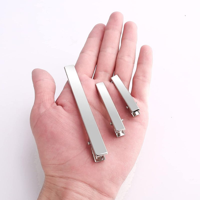 PHSZZ 70 Pcs Alligator Hair Clips, 3 Sizes Oversized Metal Silver Hair Bow Clips Single Prong Hairdressing Salon Hair Grip DIY Accessories Hairpins for Women Bows Making Crafts (3.9-2.2-1.8 inch) - Image 3