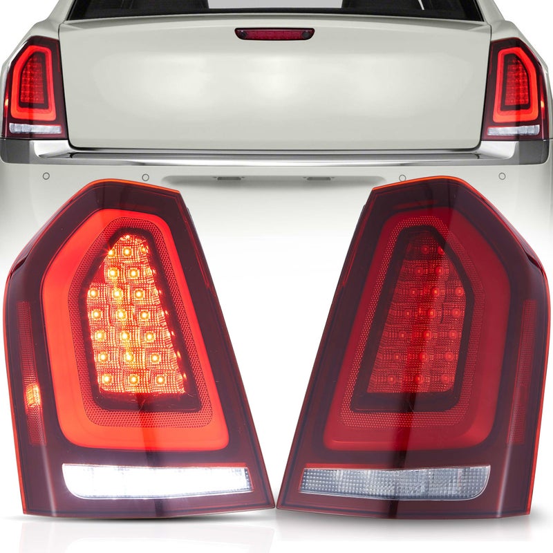 VLAND LED Tail Lights Assembly Fit for 20112014 Chrysler 300 Rear Lights with Dynamic Startup Animation DRL Red