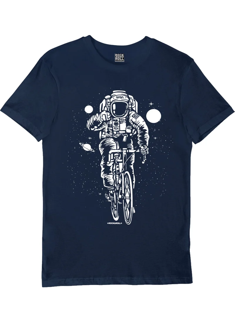 Rock&Roll Bicycle Astronaut Navy Blue Short Sleeve Men's T-Shirt