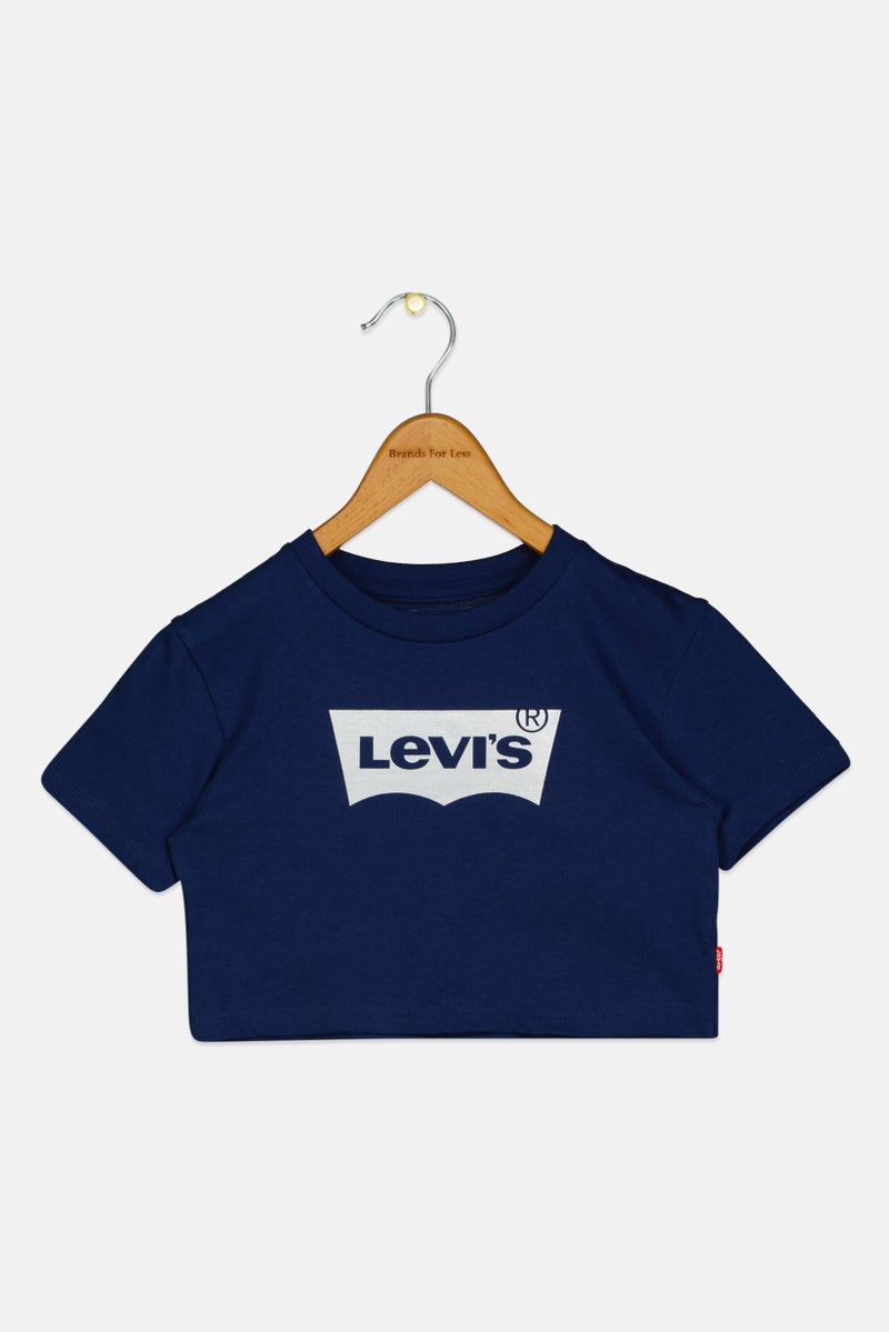 Levi's Toddlers Girl Brand Logo Short Sleeve T-Shirt, Navy Blue - Image 1