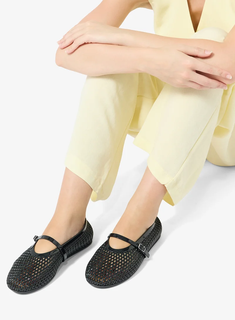 Truffle Black  PVC Jelly Ballet Flats for Women | Best Price UAE