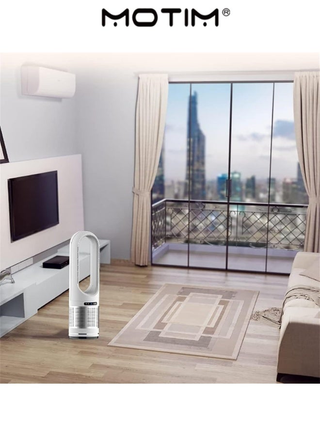 Motim 18 Inch Bladeless Fan for Bedroom with Remote Portable Standing Fan for Home Office(Silver White 18 inches) - Image 3