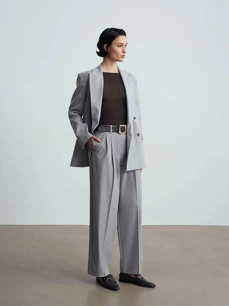 ديلفين Dilvin Belted Wide-leg Palazzo Trousers