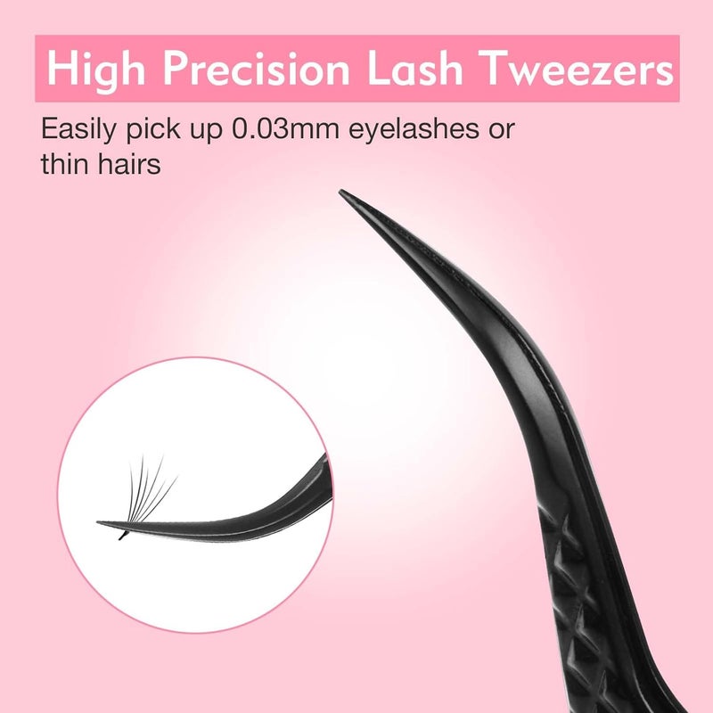 VEYES INC Lash Tweezers for Eyelash Extensions,High Precision Tweezers for Individual Classic and Volume Lash,Stainless Steel Tweezers-45 Degree - Image 1