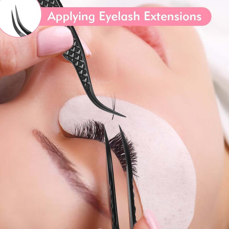VEYES INC Lash Tweezers for Eyelash Extensions,High Precision Tweezers for Individual Classic and Volume Lash,Stainless Steel Tweezers-45 Degree - Image 3