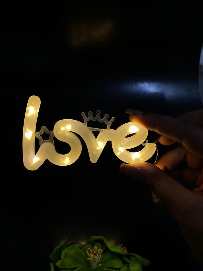 Ditya Crafts Love Neon Sign Decor Light USB Battery Operated Led Lights Neon Signs for Bedroom Wall Girls Room Kids Room Teen Party Christmas Birthday Home Decorations Warm White - Image 1