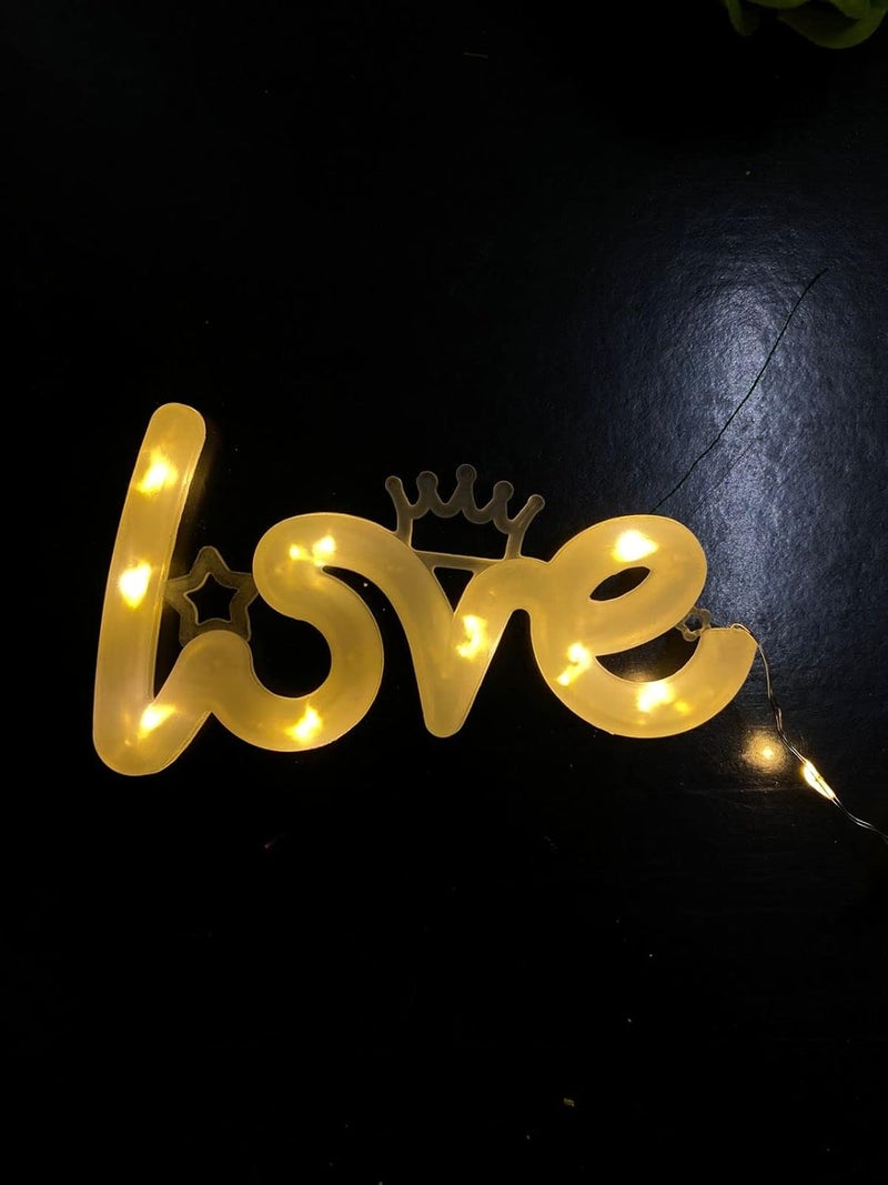 Ditya Crafts Love Neon Sign Decor Light USB Battery Operated Led Lights Neon Signs for Bedroom Wall Girls Room Kids Room Teen Party Christmas Birthday Home Decorations Warm White - Image 2