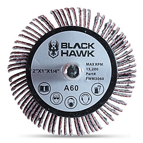 BHA Aluminum Oxide Shank Mounted Flap Wheels, 2” x 1” x 1/4”, 40 Grit - 5 Pack - Image 3