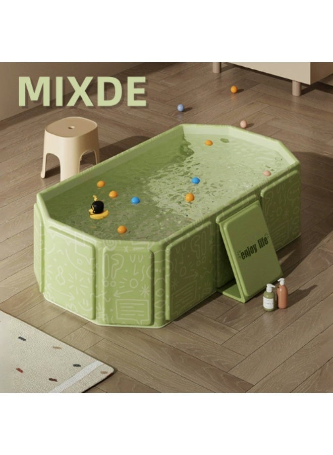 ميكسد حوض استحمام للأطفال، حوض استحمام قابل للطي، حوض استحمام محمول بقاعدة مانعة للانزلاق + 5 كرات بحرية + 4 ألعاب بط صغيرة، سعة كبيرة، مناسب للأطفال من عمر 0 إلى 8 سنوات - Image 1