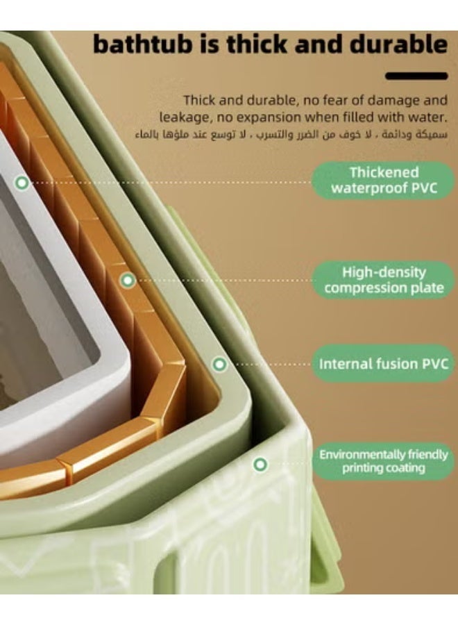 ميكسد حوض استحمام للأطفال، حوض استحمام قابل للطي، حوض استحمام محمول بقاعدة مانعة للانزلاق + 5 كرات بحرية + 4 ألعاب بط صغيرة، سعة كبيرة، مناسب للأطفال من عمر 0 إلى 8 سنوات - Image 5