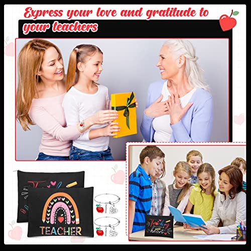 Highergo 16 Pcs Teacher Appreciation Gift Set for Women, 8 Makeup Pouch Cosmetic Bags and 8 Bangle Bracelets, Valentine Graduation Teachers Day Thank You Gifts(Rule Style) - Image 5