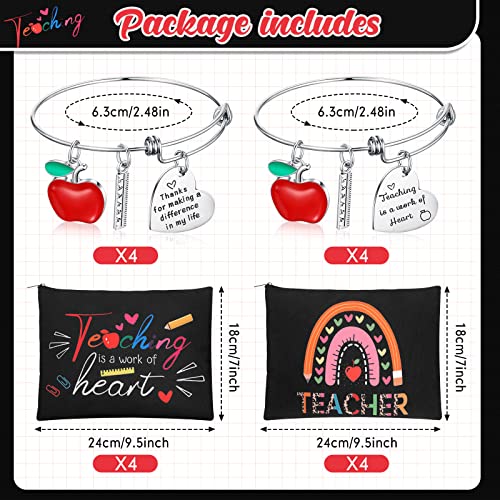 Highergo 16 Pcs Teacher Appreciation Gift Set for Women, 8 Makeup Pouch Cosmetic Bags and 8 Bangle Bracelets, Valentine Graduation Teachers Day Thank You Gifts(Rule Style) - Image 2