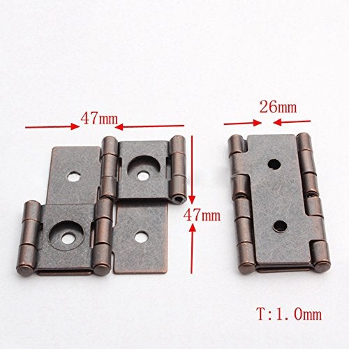 DEEKOUDT 8 Pcs 47x47mm Double Acting Hinges Furniture Folding Screen Hinges, Antique Red - Image 2