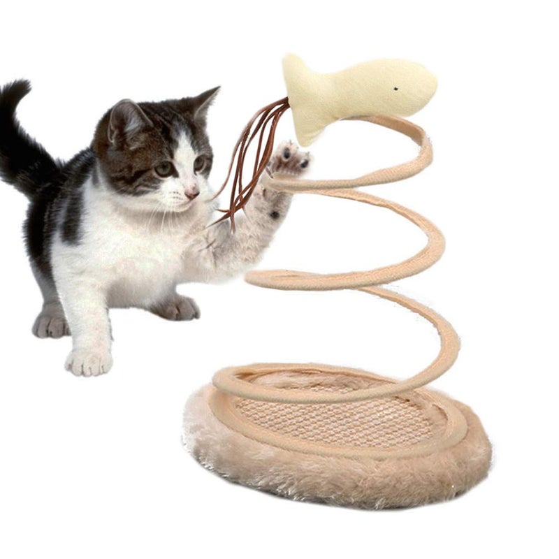 Andiker Interactive Cat Toy Cat Plush Toy with Spiral Spring Plate and Funny Ball or Mouse Interactive Stainless Steel Spring Rotating Cat Creative Toy to Kill time and Keep Fit Fish - Image 2