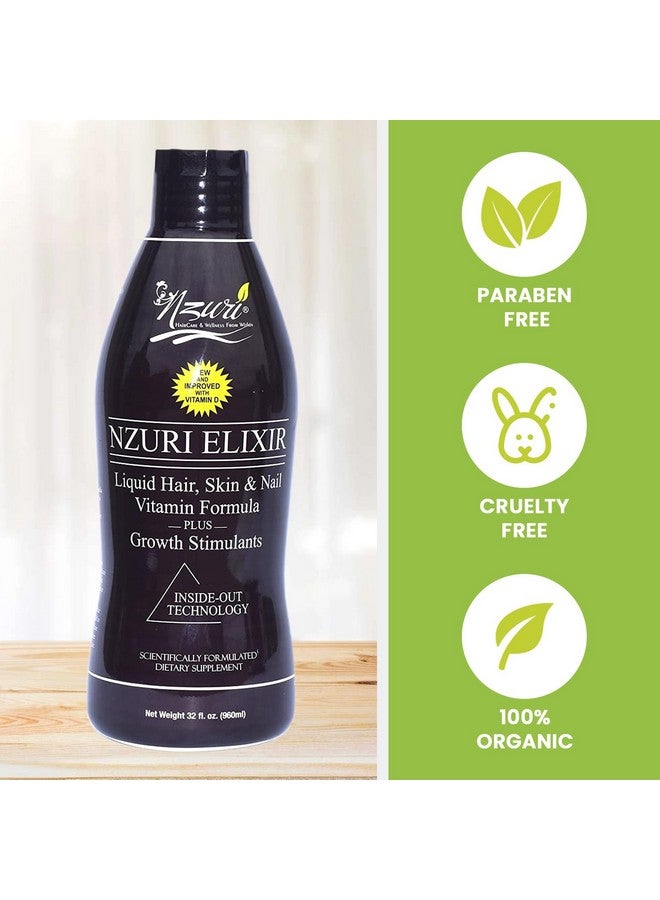 Nzuri Elixir Hair Skin And Nails Vitamins For Women And Men With Biotin Folate And Vitamin D For Daily Growth Supplement To Reducing Dryness Thinning And Loss 32 Oz. - Image 5