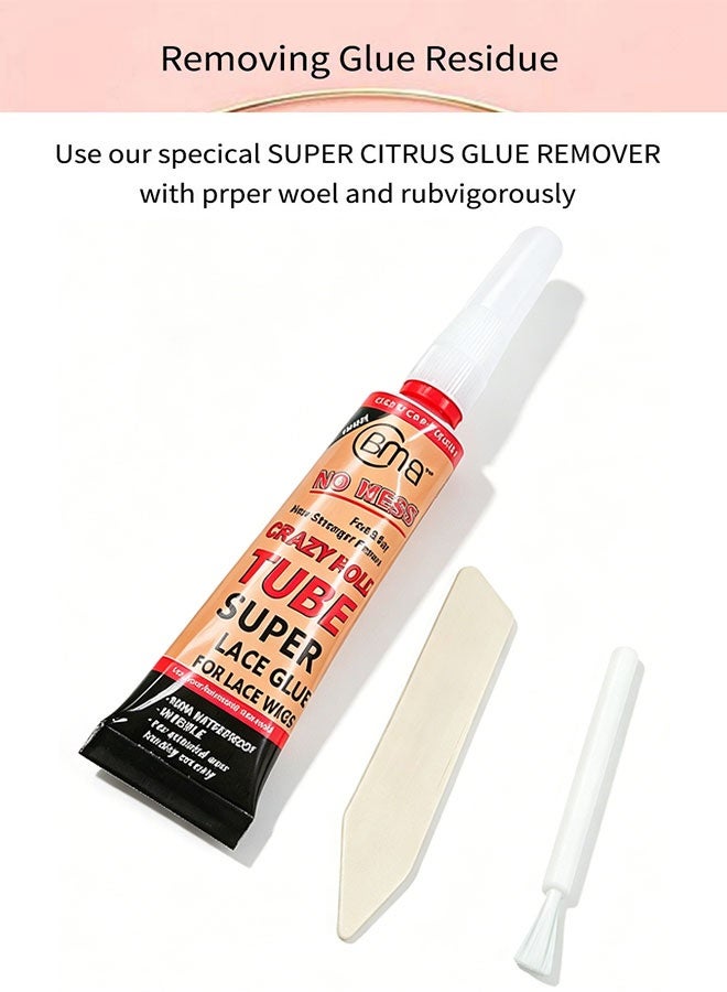 BMB 2 Pcs Tube Super Lace Glue For Lace Wigs,100% Waterproof Invisible,Super Lace Glue Waterproof Super Fix, Wig Glue, Waterproof Adhesive Glue (12ml+30ml) - Image 3