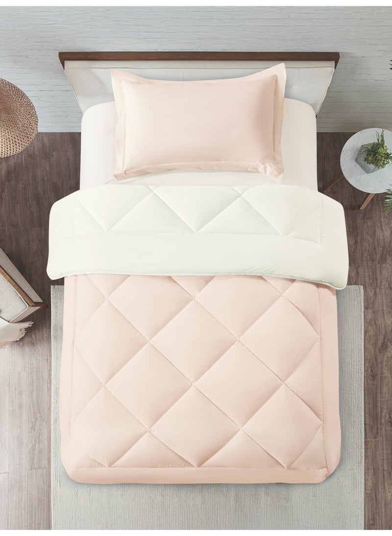 Donetella Bedding Comforter Set, Single Size 170x230 cm - 2-Pcs Solid Quilted Bed Set, Microfiber Fabric - 1 Comforter and 1 Pillow Sham - Image 1