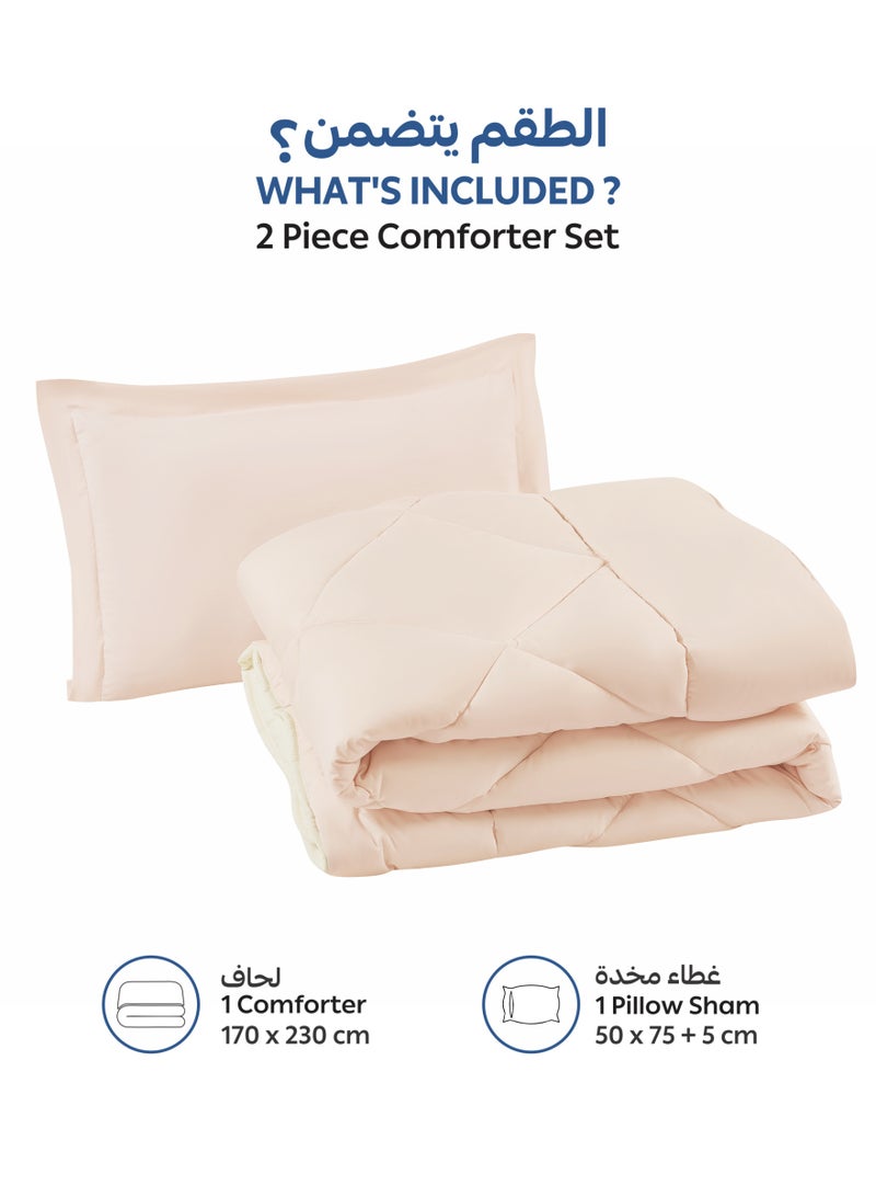 Donetella Bedding Comforter Set, Single Size 170x230 cm - 2-Pcs Solid Quilted Bed Set, Microfiber Fabric - 1 Comforter and 1 Pillow Sham - Image 3