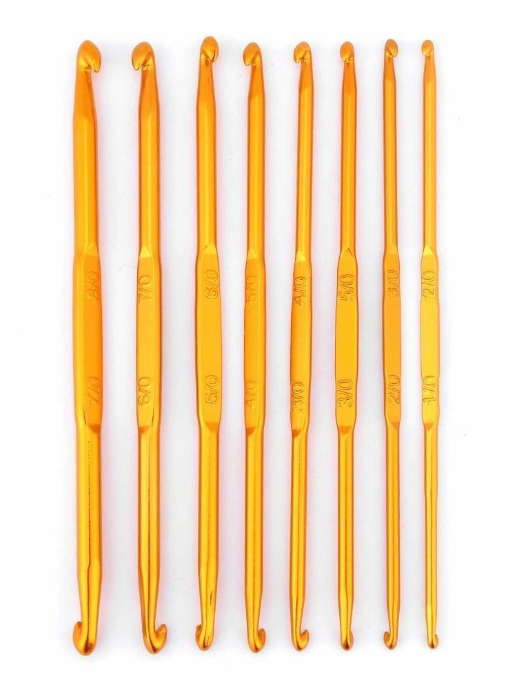 Y&D Crochet Hook Set, 8 Pcs Handle Hooks Knitting Needle Golden Alumina Double End Crocheting and Set Weave Craft DIY Sewing Accessory - Image 1