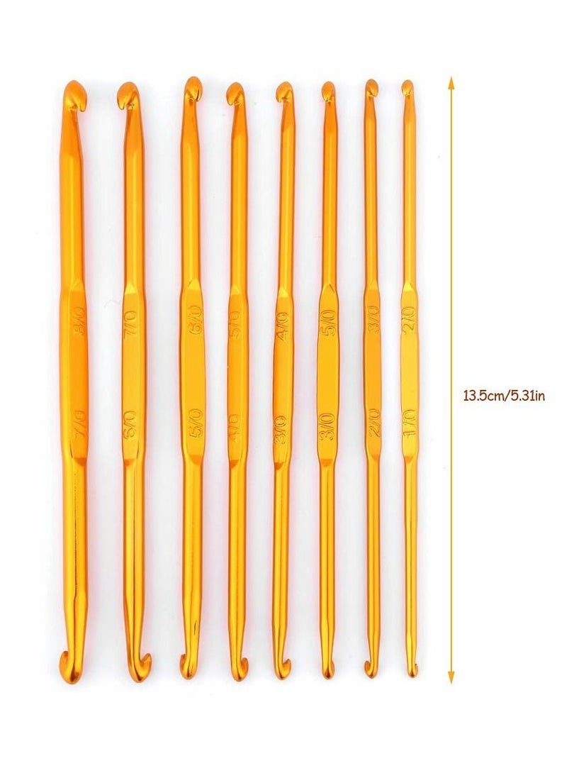 Y&D Crochet Hook Set, 8 Pcs Handle Hooks Knitting Needle Golden Alumina Double End Crocheting and Set Weave Craft DIY Sewing Accessory - Image 4