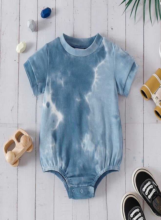 ROMPERINBOX Baby Boy Bodysuits 2 Pack Tie Dye Short Sleeve Onsies Infant Bubble Romper (Light Brown/Blue, 6-9 Months) - Image 4