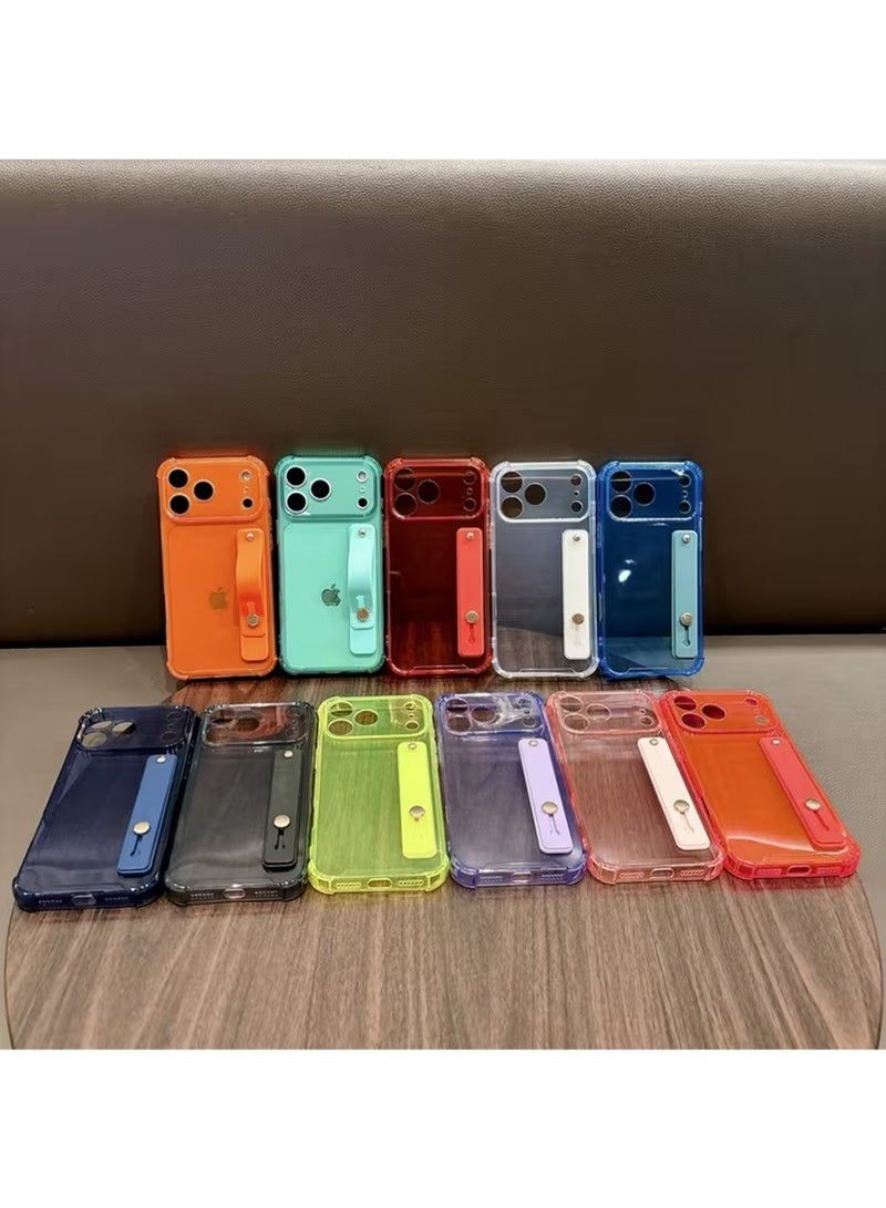 إكس ليفيل حالة لـ iPhone 17 Pro ، حامل الشريط مع معصم الركض ، واضح ناعم TPU واقي مقاوم للصدمات غطاء قوي ، حلقة قبضة اليد القابلة للتعديل لـ iPhone 17 Pro 6.3 بوصة برتقالية - Image 3