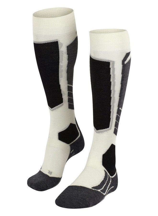 FALKE Women's SK2 Wool Ski Socks, Merino, Knee High, Mid Weight, Breathable Quick Dry, Warming Winter Athletic Sock, White (Off-White 2040), 6.5-7.5, 1 Pair - Image 1
