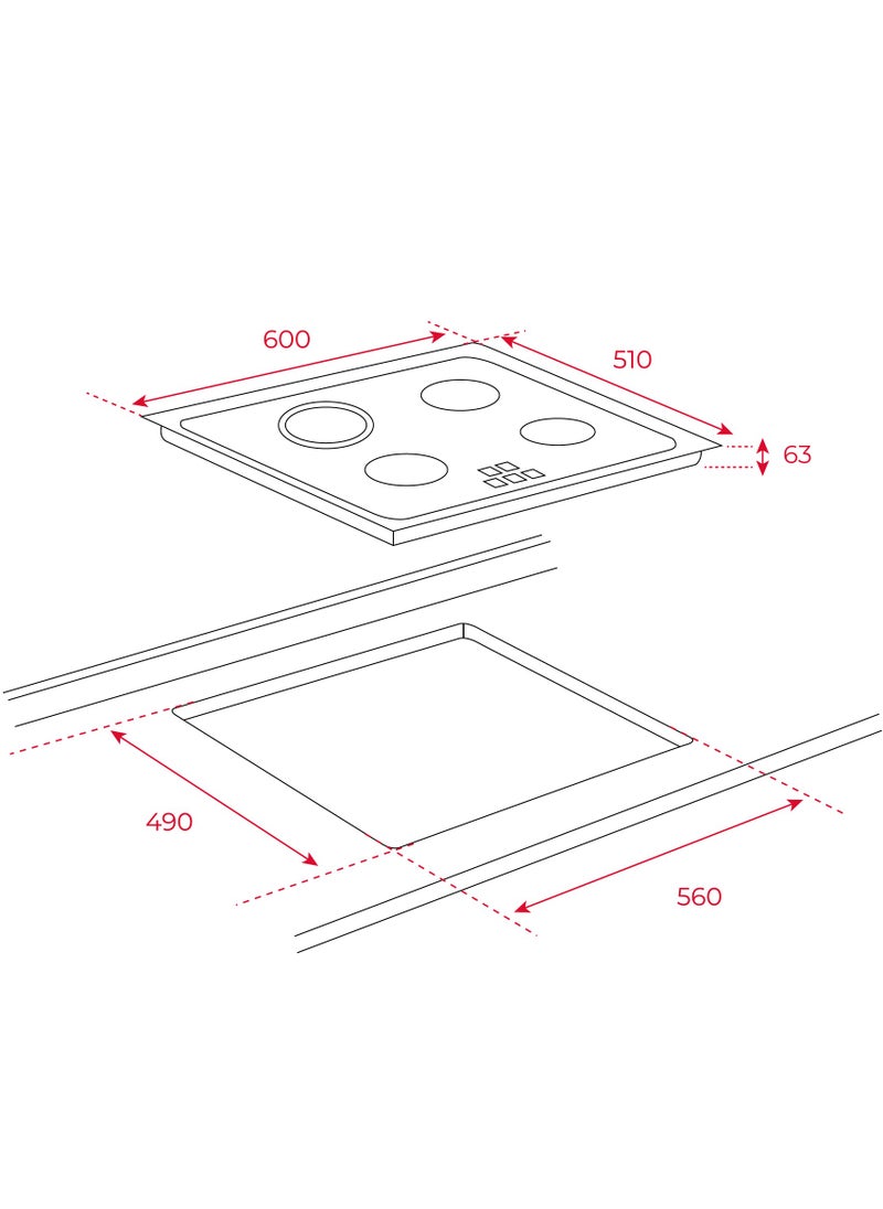 TEKA - Built-in 60 cm Vitroceramic Hob with Touch Control, 4 Cooking Zones, and 9 Power Levels TZ 6415 - Image 1