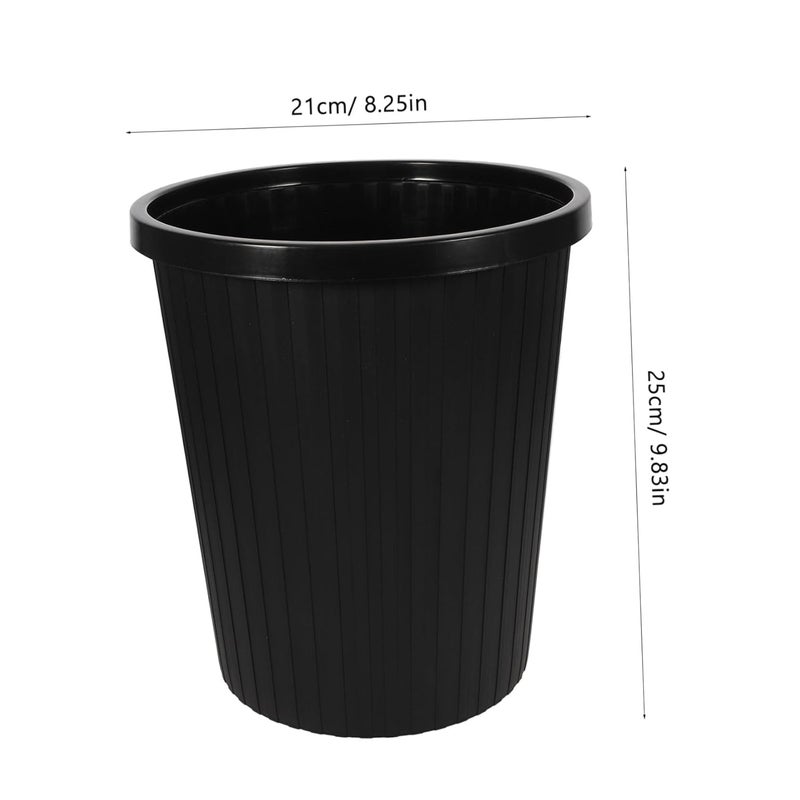 Plastic Waste Bin Black Wood Grain Small Open Top Garbage Can for Office Desk Organizer Household Rubbish Container Wastebasket for Workspace - Image 2