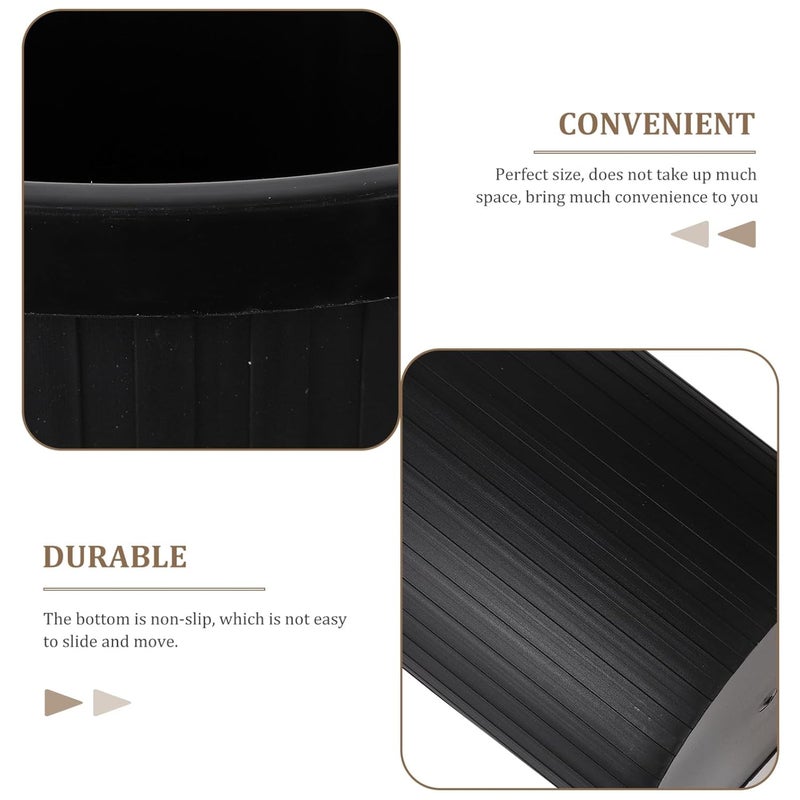 Plastic Waste Bin Black Wood Grain Small Open Top Garbage Can for Office Desk Organizer Household Rubbish Container Wastebasket for Workspace - Image 3