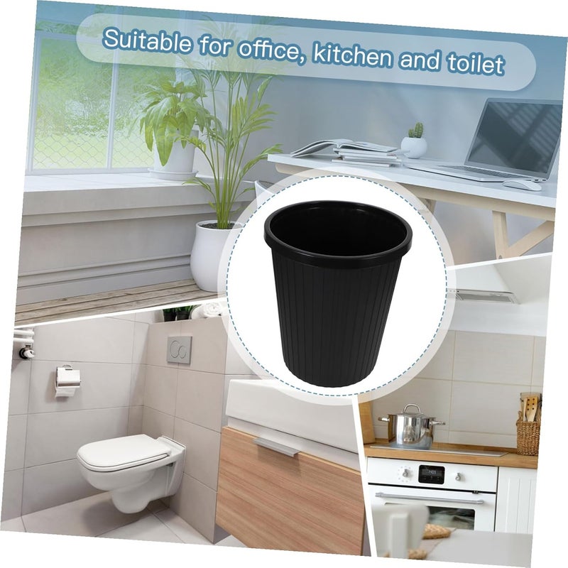 Plastic Waste Bin Black Wood Grain Small Open Top Garbage Can for Office Desk Organizer Household Rubbish Container Wastebasket for Workspace - Image 4