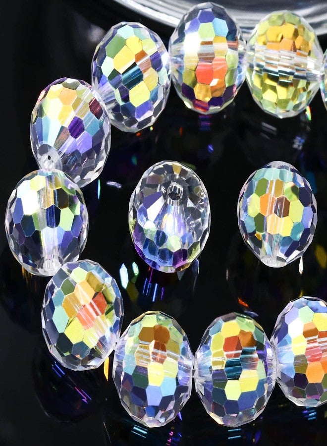 Dowarm 100PCS 8MM Crystal Glass Beads for Jewelry Making, Crystal AB Faceted Crystal Beads for Crafts Bracelet Wind Chimes Suncatcher, #5003 Rondelle Spacer Beads, Loose Gemstones - Image 1